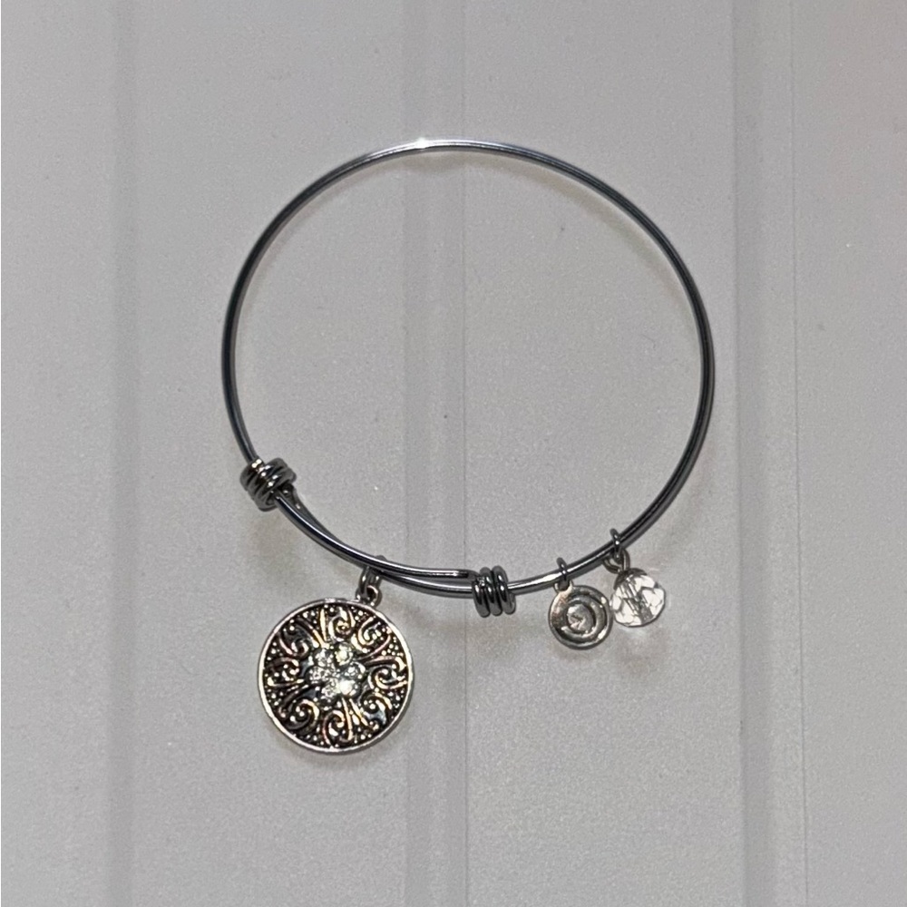 EUC Love This Life Silver Daughter Charm Bangle